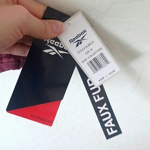 NWT Reebok Faux Fur Fleece Dusty Rose Womans Jacket Size Medium Full Zip Up - Picture 9 of 10